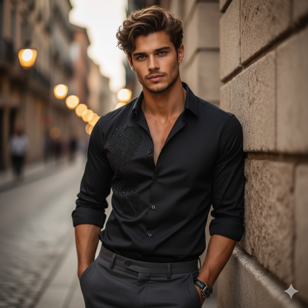 buy luxury leaf designe shirts online in India. - Image 3