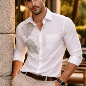buy luxury leaf designe shirts online in India.